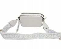 Sara Moda - torebka listonoszka skóra ekologiczna pasek BOHO beżowy 1979