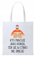 Dla Kuriera Dostawcy Torba Eco Biała Shopper Z Nadrukiem Ze Zdjęciem