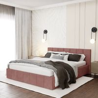 ŁÓŻKO TAPICEROWANE DO SYPIALNI 160x200 ŁÓŻKO PREMIUM Z POJEMNIKIEM RÓŻOWE