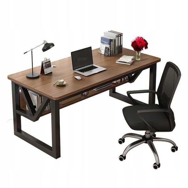 BIURKO GAMINGOWE NOWOCZESNE Z PÓŁKĄ CIEMNY BUK LOFT INDUSTRIALNE 120 CM zdjęcie 12