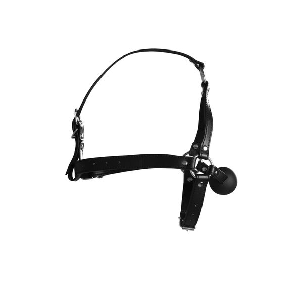 Head Harness With Solid Ball Gag - Black zdjęcie 5