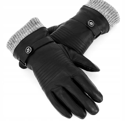 RĘKAWICZKI REVERSE SKORZANE MĘSKIE CZARNE ZE ŚCIĄGACZEM SKÓRA NAT. na Arena.pl