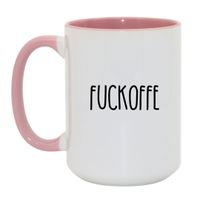 KUBEK "FUCKOFFE" Wzór - Duży Biało-Różowy 450 ml