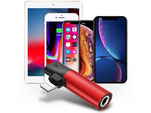 Adapter Baseus Audio mini jack lightning kątowy L43 Czerwony na Arena.pl