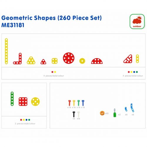 MASTERKIDZ Zestaw Geometrycznych Kształtów Klocków do Paneli Ściennych STEM 260 el. na Arena.pl