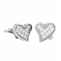 SREBRNE KOLCZYKI SERDUSZKA NA SZTYFT Z CYRKONIAMI SREBRO PRÓBY 925