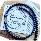 Czarny TURMALIN Runa ALGIZ Amulet OCHRONNY Naszyjnik Męski OCHRONNY 316