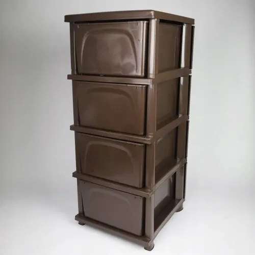 REGAŁ ŁAZIENKOWY BRĄZOWA KOMODA STOJAK SŁUPEK SZAFKA Z 4 KOSZAMI RATTAN na Arena.pl