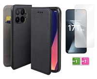 Etui z klapką do XIAOMI 17T PRO 5G smart magnet czarny pokrowiec + szkło 9H