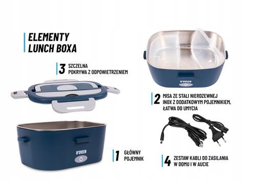 Lunch BOX TERMOS NA JEDZENIE PODGRZEWACZ DO AUTA 12/24/230V na Arena.pl