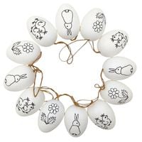 JAJKA WIELKANOCNE ZAWIESZKI BIAŁE PISANKI DO ZAWIESZENIA KOMPLET 12 sztuk