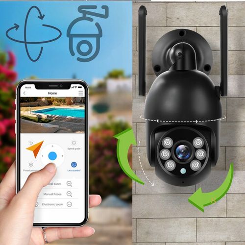 Zewnętrzna Kamera IP WiFi 8MP TUYA Ultra HD 4K ZOOM Z MIKROFONEM SD CZARNA na Arena.pl