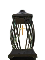 Znicz szklany kapliczka wstęga z złotym krzyżem