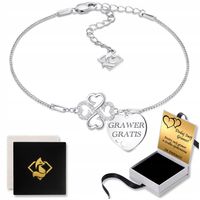 Bransoletka Damska Srebrna Koniczyna Z Grawerem GRATIS SREBRO 925