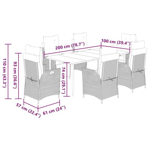 7-cz. zestaw mebli ogrodowych, z poduszkami, brązowy, rattan PE na Arena.pl