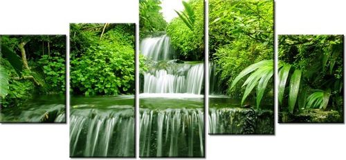 70CM 150CM OBRAZ 5 ELEM WODOSPAD LESIE DESZCZOWYM ŚCIENNY na Arena.pl