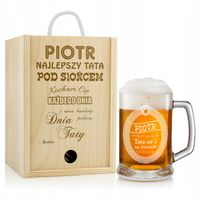 KUFEL DO PIWA w drewnianej SKRZYNCE prezent dla TATY NA DZIEŃ OJCA