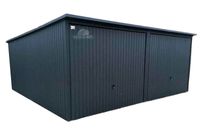 Garaż Blaszany 6x6 2x Brama uchylna - Antracyt - Spad w tył GB166