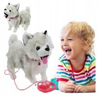 INTERAKTYWNY PIESEK ZABAWKA NA SMYCZY CHODZI SZCZEKA HUSKY MASKOTKA