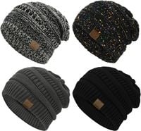 Damska Czapka Zimowa Dzianinowa Beanie Ciepły Zestaw 4 Sztuki Uniwersalny