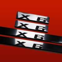 Listwa progowa BMW X6 E71 Stal nierdzewna 304 połysk z czarnymi literami