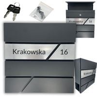 DUŻA SKRZYNKA NA LISTY Z ADRESEM NUMEREM DOMU ANTRACYT POCZTOWA GRAWEROWANA