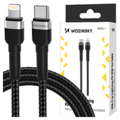 kabel wozinsky wnbcl2 lightning / usb-c pd 30w 2 m - czarny