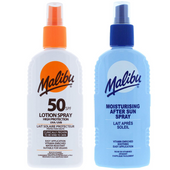 Malibu SPF50 Wodoodporny Spray 200ml + Balsam W Sprayu Po Opalaniu