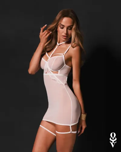 obsessive arrowel chemise biała 2xl/3xl z koronką i paskami na Arena.pl