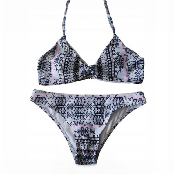 BIKINI STRÓJ KĄPIELOWY DWUCZĘŚCIOWY WZÓR AZTECKI WIĄZANY KOSTIUM KOMPLET M zdjęcie 5