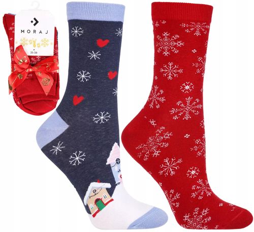 Skarpetki Świąteczne Bawełniane 2-PARY SKARPETY NA PREZENT MORAJ 35-38 na Arena.pl