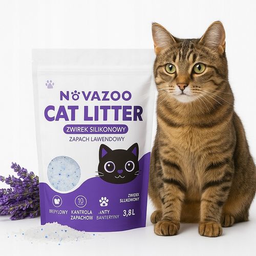 8x ŻWIREK SILIKONOWY LAWENDOWY BEZPYŁOWY PREMIUM DLA KOTA NOVAZOO 3.8L na Arena.pl