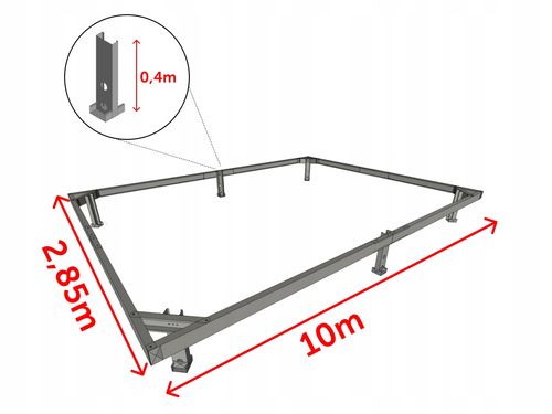 Fundament ocynkowany do szklarnie 2,85x10m stalowy na Arena.pl