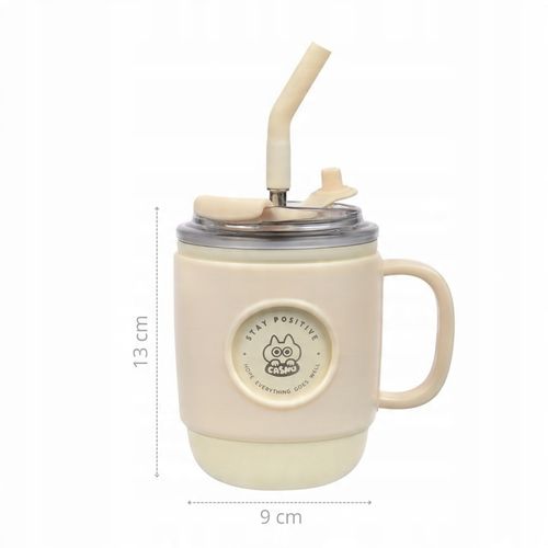 Kubek Termiczny ze Słomką Casno Booker 450 ml Biały na Arena.pl