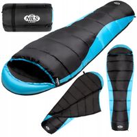 NILS Duży Śpiwór Turystyczny Kempingowy Ciepły Mumia 220x80 cm Z Kapturem