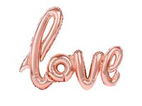 Zestaw balonów foliowych, napis "Love", różowo złoty, 100 cm x 70 cm