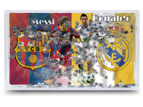 Akwarium - Ramka wodna 3D - Messi, Ronaldo na Arena.pl