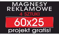 MAGNES REKLAMOWY reklama magnetyczna na samochód 4szt 60x25 PROJEKT GRATIS