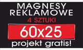 MAGNES REKLAMOWY reklama magnetyczna na samochód 4szt 60x25 PROJEKT GRATIS