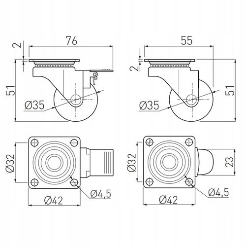 Kółka meblowe obrotowe Brazylia przezroczyste FI 35mm GTV - 4 Sztuki na Arena.pl