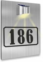Tabliczka adresowa dibond srebrny twój numer lampka solarna 30x20 cm