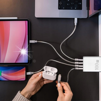 Ładowarka sieciowa GaN 100W 3xUSB-C + 1xUSB QC3.0 szybkie ładowanie + kabel