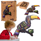 Puzzle Drewniane Układanka Tropikalny Tukan Zestaw Puzzli A4 Ozdoba