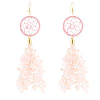 Kolczyki Łapacze Snów 12 cm pudrowy róż