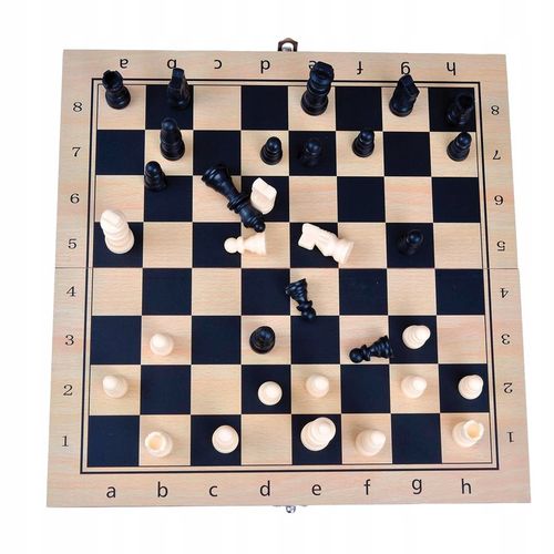 SZACHY DREWNIANE WARCABY TRYKTRAK GRA 3w1 KLASYCZNA PLANSZOWA DUŻE 34CM na Arena.pl