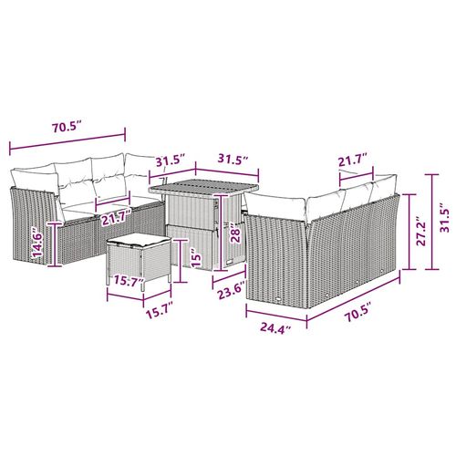 Zestaw Sof na Ogród 9 pcs Czarny polirattan na Arena.pl