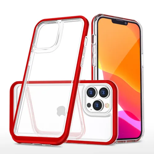 Clear 3in1 etui do iPhone 13 Pro Max żelowy pokrowiec z ramką czerwony na Arena.pl