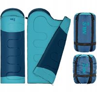 DUŻY ŚPIWÓR TURYSTYCZNY 215cm CIEPŁY KOPERTA LEKKI Z KAPTUREM + POKROWIEC