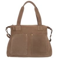 VERA PELLE torebka damska zamszowa shopper z paskiem na ramię V685 taupe