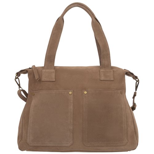 VERA PELLE torebka damska zamszowa shopper z paskiem na ramię V685 taupe na Arena.pl